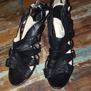 Jimmy Choo black leather heels